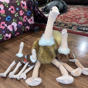 Set of 4 “Stretch” the Ostrich Ty Beanie Buddy, Baby & Teenies